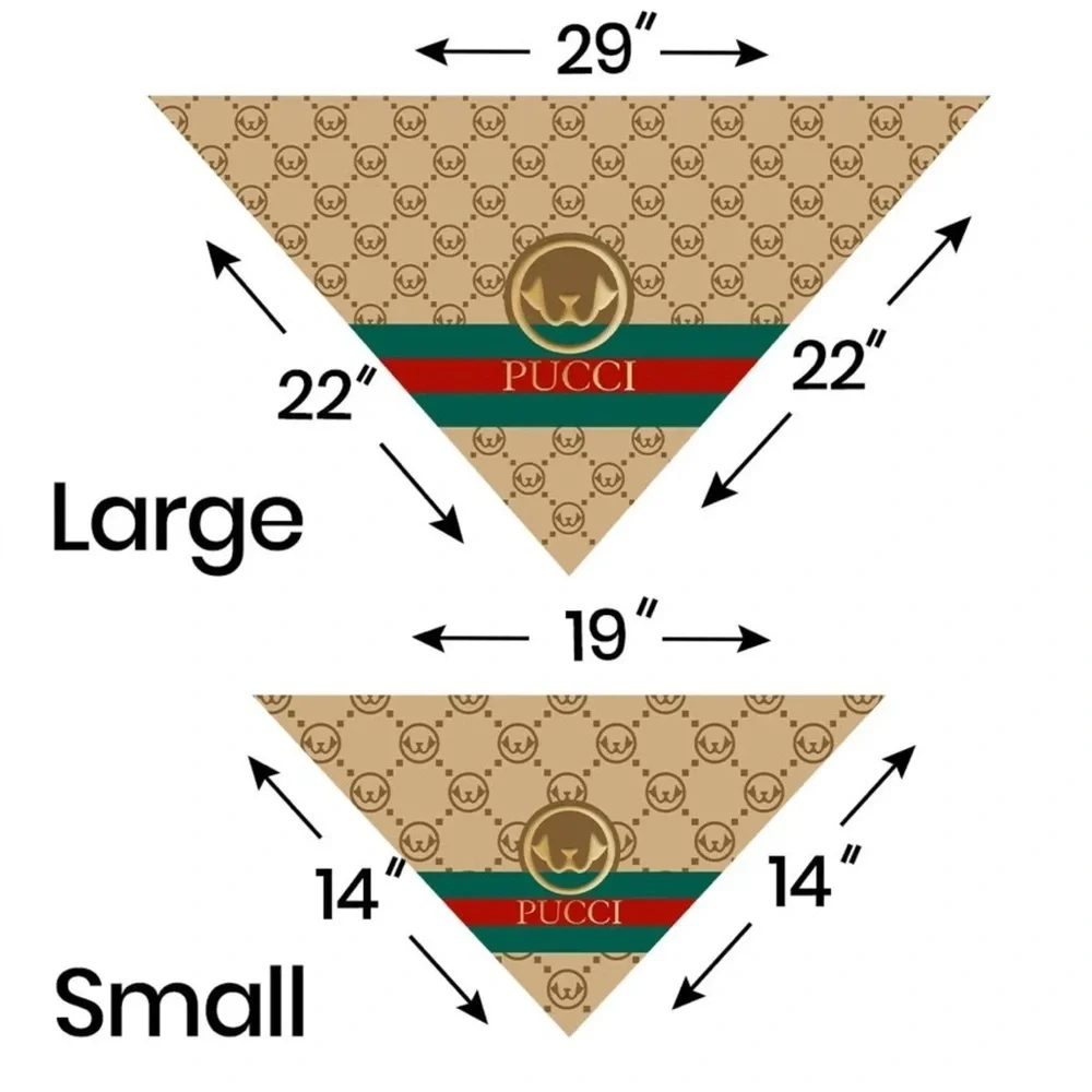 Pucci Designer Luxury Dog Bandana Size Large New with Tags Tan Red Green